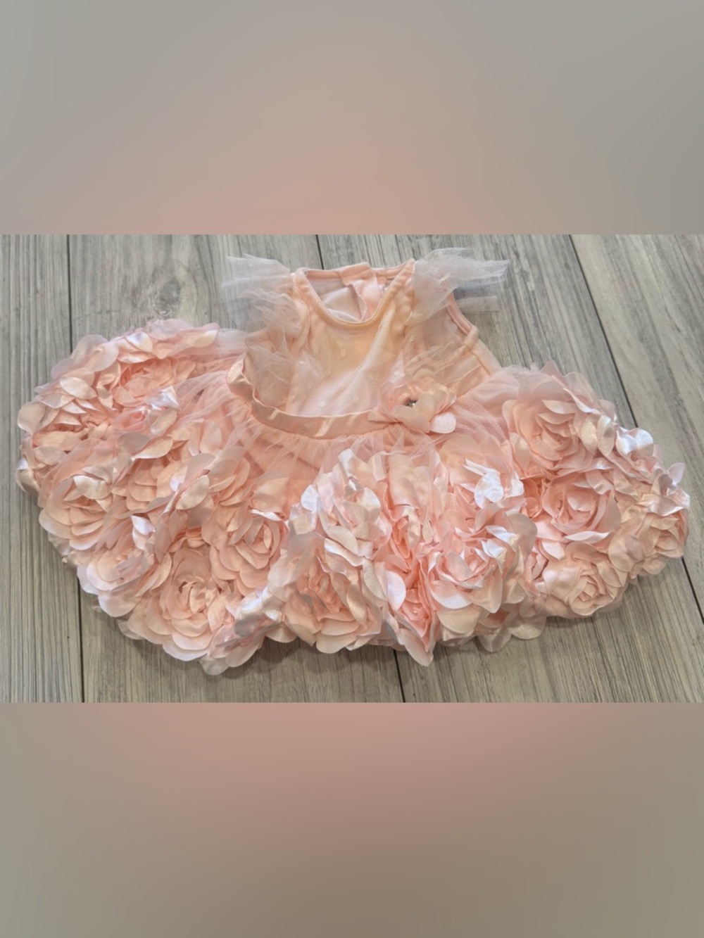 Baby Girl NANNETTE pink Floral  Ruffle Sleeveless Lace Dress Sz 0-3M EUC Party